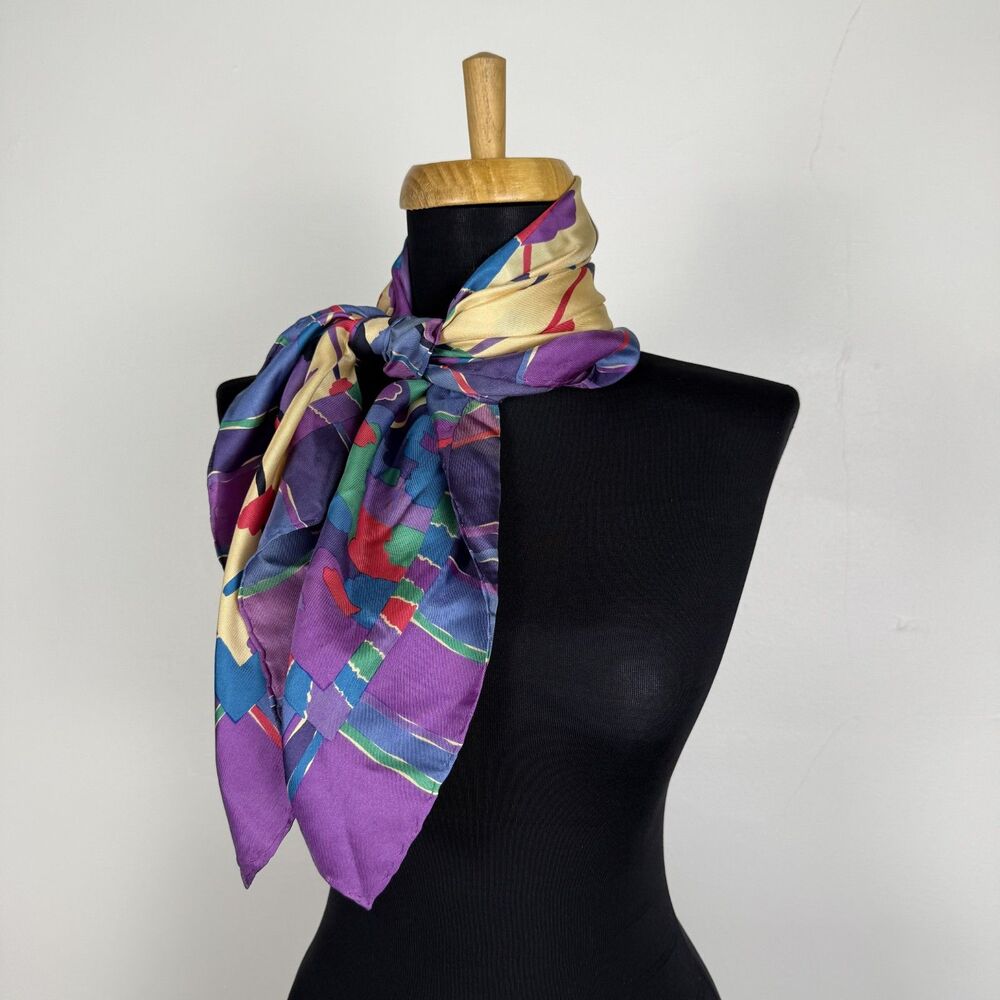 Vintage 80s 90s Liberty of London 100% Silk Scarf, Made in England